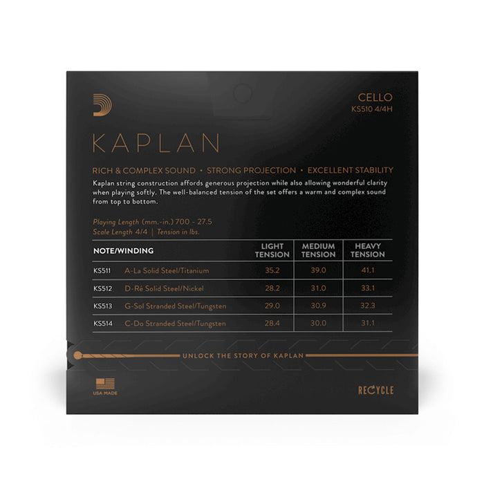 Kaplan Cello String 卡普兰大提琴弦 KS510 4/4