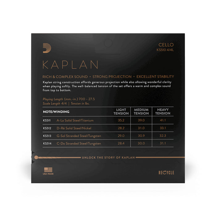 Kaplan Cello String 卡普兰大提琴弦 KS510 4/4