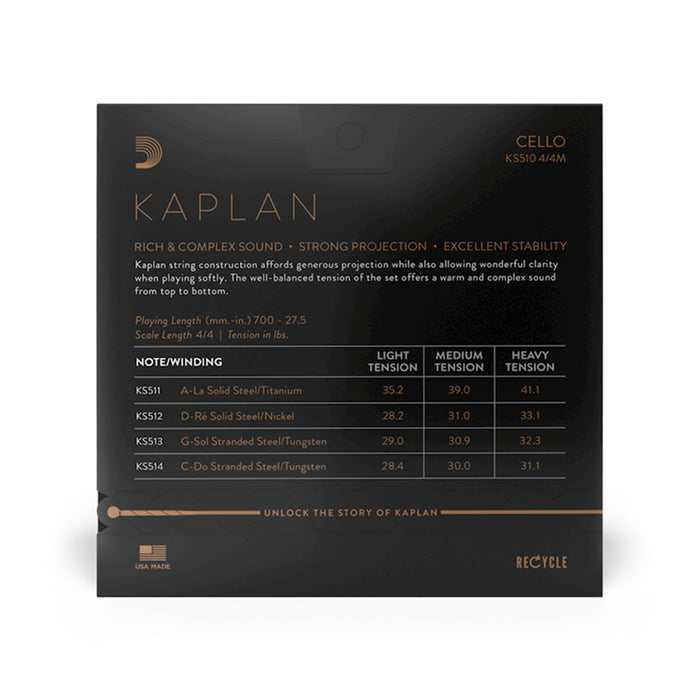 Kaplan Cello String 卡普兰大提琴弦 KS510 4/4