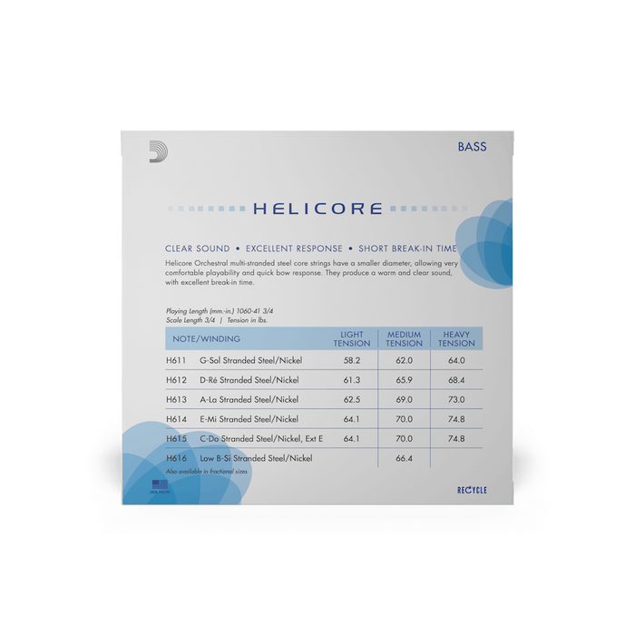 Helicore Orchestral Bass String Set 海力克贝斯合奏琴弦套装 H610