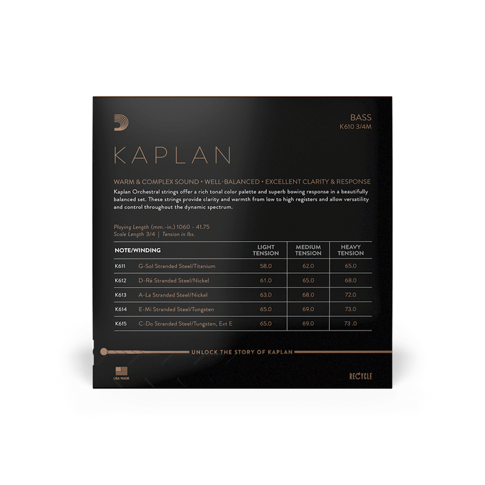 Kaplan Bass String Set 卡普兰贝斯琴弦套装 K610